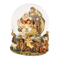 Speeldoos/sneeuwbol met kerststalscène van poly (B/H/D) 14x20x14 cm