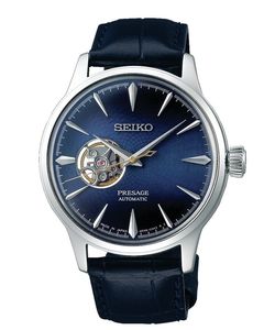Seiko SSA405J1 Presage Automaat Horloge staal-leder zwart-blauw 40,5 mm