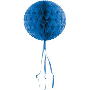 Decoratie bol - blauw - 30 cm - crepe papier - versiering - feestversiering