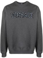 Versace sweat en coton à patch logo - Gris - thumbnail