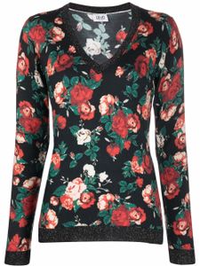 LIU JO pull à fleurs - Noir