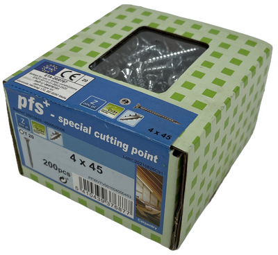 pgb-Europe PFS+ | Spaanplaatschroef PFS+ VZK-T Ø 4,0x45 Zn - 200 stuks - PFWVTV001004000453