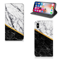 Apple iPhone Xs Max | Standcase | Marmer Wit Zwart - Origineel Cadeau Man