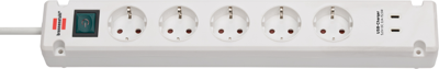 Brennenstuhl Bremounta stekkerdoos met 2 USB C-laadcontactdozen | 5-voudig | Wit | 3m H05VV-F 3G1,5 - 1150660425