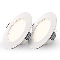 Set van 2 Georgia LED platte Inbouwspots wit - 6 Watt 490lm - Rond - 2700K warm Wit - Ø120 mm - IP20 voor binnen - Inbouwdiepte 25mm