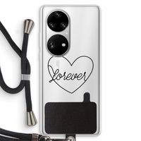 Forever heart black: Huawei P50 Pro Transparant Hoesje met koord