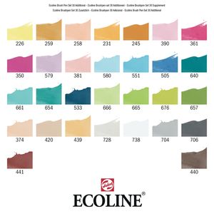 Talens Ecoline markeerstift 30 stuk(s) Beige, Blauw, Fuchsia, Groen, Grijs, Indigo, Mahonie, Roze, Rood, Roze, Sepia, Violet, Geel