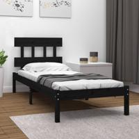Bedframe massief hout zwart 100x200 cm