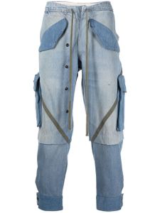 Greg Lauren jean fuselé à design à empiècements - Bleu