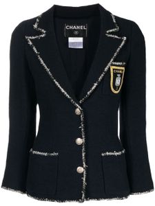 CHANEL Pre-Owned veste en tweed à patch logo (2005) - Bleu