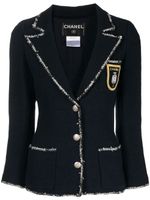 CHANEL Pre-Owned veste en tweed à patch logo (2005) - Bleu