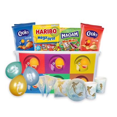 Zeemeermin partybox - chips, snoep & feestartikelen - 2680g Zeemeermin partybox - chips, snoep & feestartikelen - 2680g