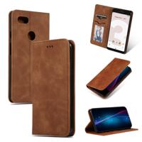 Retro huid feel Business magnetische horizontale Flip lederen case voor Google pixel 3 (bruin)
