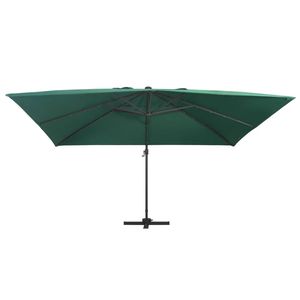 The Living Store Hangende Parasol - 400 x 300 x 268 cm - Groen - met LEDs