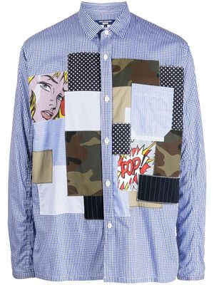 Junya Watanabe MAN chemise patchwork à carreaux - Bleu