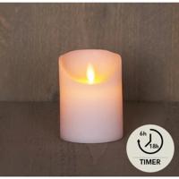 LED Rustiek stompkaars wit 7,5x10cm