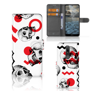 Telefoonhoesje met Naam Nokia 2.4 Skull Red