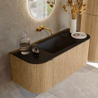 Badmeubel Mondiaz Kurve | 110 cm | Meubelkleur Oak | Wastafelkleur Urban | Midden spoelbak | Zonder kraangaten