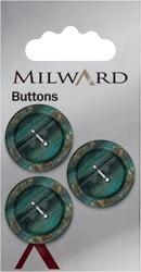 Milward Glans Knoop Turquoise 22mm (3 stuks)