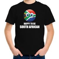 Happy to be South African landen shirt zwart voor kinderen met emoticon XL (158-164)  -