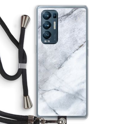 Witte marmer: Oppo Find X3 Neo Transparant Hoesje met koord