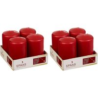 8x Kaarsen rood 5 x 8 cm 12 branduren sfeerkaarsen   -