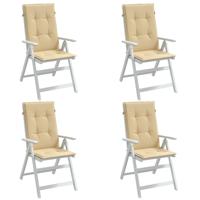 Stoelkussens 4 st hoge rug 120x50x4 cm stof gemêleerd beige