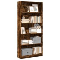 Boekenkast 80x24x176 cm bewerkt hout gerookt eikenkleurig