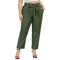 dames chino's grote maten curve broek broek volledige lengte mode streetwear straat dagelijks claret lake blauw xl 2xl herfst winter Lightinthebox