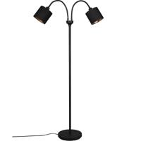 LED Vloerlamp Mat Zwart - 2 Lichtpunten - E14 Fitting - Moderne Stijl