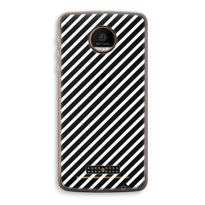Strepen zwart-wit: Motorola Moto Z Force Transparant Hoesje