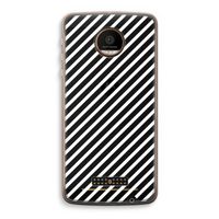 Strepen zwart-wit: Motorola Moto Z Force Transparant Hoesje