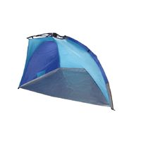 Beachshelter strandtent/windscherm blauw/lichtblauw 200 x 100 cm paraplu opzet systeem