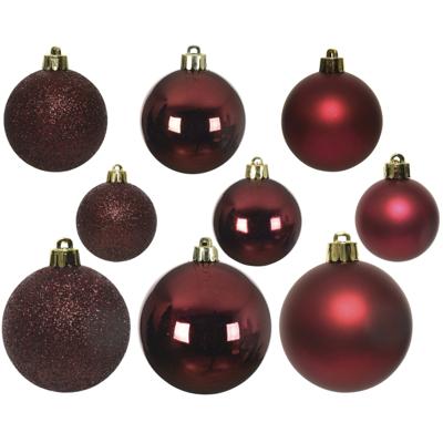 Decoris kerstballen - 30x st - donkerrood - 4-5-6 cm - kunststof - kerstversiering Decoris kerstballen - 30x st - donkerrood - 4-5-6 cm - kunststof - kerstversiering