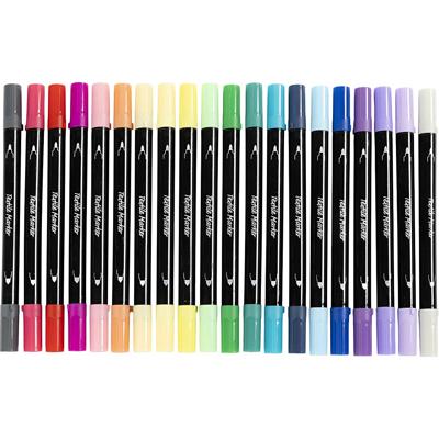Creativ Company Textielstiften, lijndikte 2,3+3,6 mm, extra kleuren, 20 stuk/ 1 doos