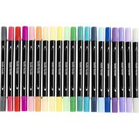 Creativ Company Textielstiften, lijndikte 2,3+3,6 mm, extra kleuren, 20 stuk/ 1 doos