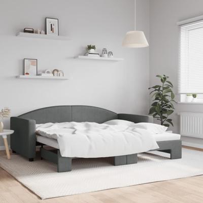 Slaapbank met onderschuifbed 90x190 cm stof donkergrijs