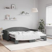 Slaapbank met onderschuifbed 90x190 cm stof donkergrijs