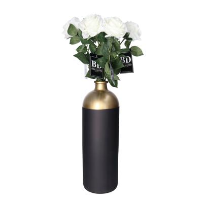 Kunstbloem Roos Dijon - 8x - 64 cm - wit - zijde - kunstbloemen