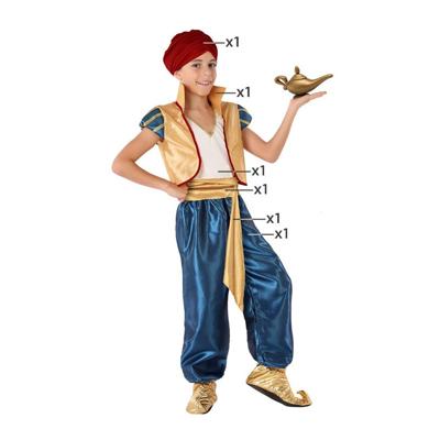 Arabische prins verkleed kostuum - blauw/goud - 6-delig - kinderen - 1001 nacht thema