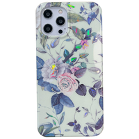 iPhone 12 Mini hoesje - Backcover - Softcase - Bloemenprint - Bloemen - TPU - Groen/Roze - thumbnail