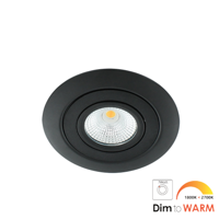 LED spot XL kantelbaar 7Watt rond ZWART IP65 dimbaar - dim to warm