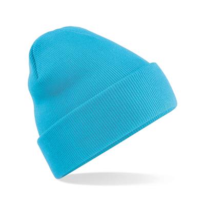 Beechfield Beanie Wintermuts - 100% soft Acryl - lichtblauw - Super soft - Brede omslag band - dames