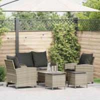 6-delige Loungeset met kussens poly rattan lichtgrijs