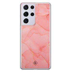 Samsung Galaxy S21 Ultra siliconen hoesje - Marmer roze