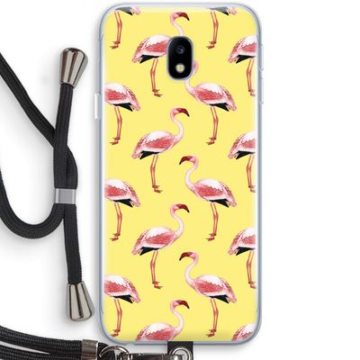 Flamingo's geel: Samsung Galaxy J3 (2017) Transparant Hoesje met koord