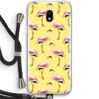 Flamingo's geel: Samsung Galaxy J3 (2017) Transparant Hoesje met koord
