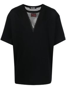 Raf Simons t-shirt à empiècement en résille - Noir