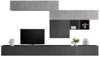 TV-wandmeubel Kera in hoogglans grijs met grijs beton - thumbnail