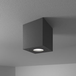HOFTRONIC™ Gibbon LED opbouw plafondspot - Vierkant - IP65 waterdicht - 6000K Daglicht wit lichtkleur GU10 - Plafondlamp geschikt voor badkamer - Zwart